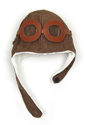 Adorable Pilot Aviator Warm Hat Brown Beanie Plush Cap Fleece Warm Hat Cap with Earmuffs Baby Toddler Protect