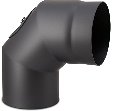 LANZZAS Ofenrohr Bogen 90° mit Tür - Durchmesser Ø 180 mm - Farbe: gussgrau | Rauchrohr Abgasrohr Kaminrohr Knie