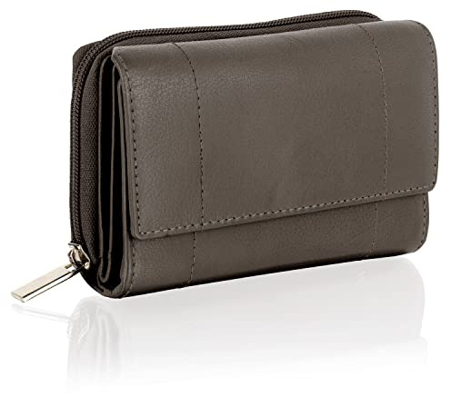 Woodland Leathers Womens Purse Small Leather Wallet RFID Card Holder | Genuine leather womens wallet with zip coin pocket, multiple card slots and RFID blocking protection, small ladies purse