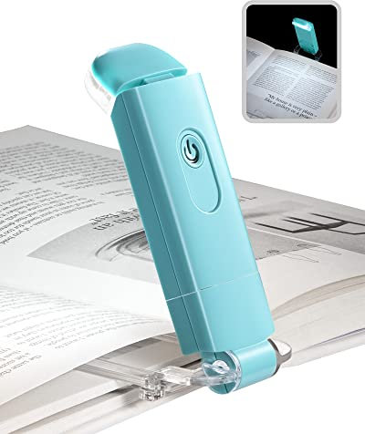DEWENWILS Leselampe Buch Klemme, LED Klemmleuchte USB Wiederaufladbar Leselicht, 2 Einstellbare Helligkeitsstufen Buchlampe, Geschenk für Kinder und Bücherwürmer, Tageslicht