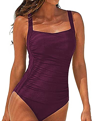 Bañador Reductor Mujer Barriga Trajes de Baño Una Pieza Bañadores de Reducir Barriga Cintura Alta Traje de baño de una Pieza para Mujer Sexy Traje de baño con Cuello en U Conjuntos de Bikinis