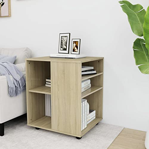 Tidyard Rullskåp, rullcontainer, skrivbord, arkivskåp, skrivarbord med hjul, kontorsbehållare, kontorsvagn, sidovagn, byråskåp, sidobord, skåp, Sonoma-ek 60 x 53 x 72 cm, trämaterial