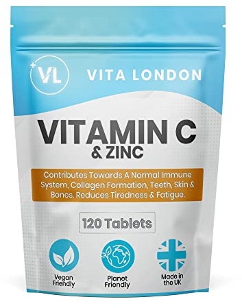 Vitamin C & Zinc 1200mcg | 120 High Strength Vegan Tablets (Not Capsule or Powder) | Made in UK | for Normal Immune System | Supplement for Men & Woman
