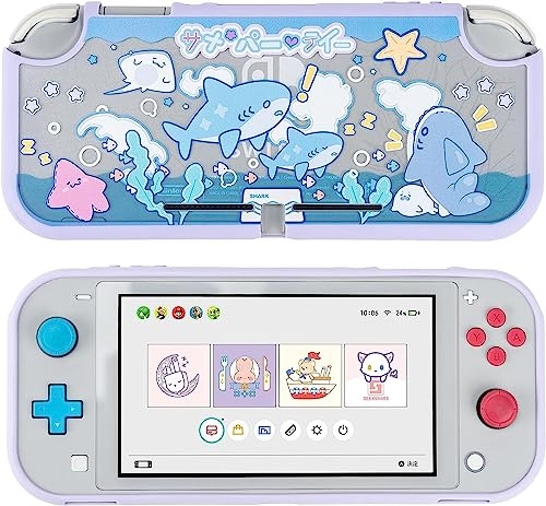 GeekShare Schutzhülle für Nintendo Switch Lite Cute Slim Cover Case Anti-Scratch Shock Absorption Hard Protective Shell Kompatibel mit Nintendo Switch Lite Skin - Shark Party