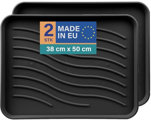 Bestlivings Shoe Drip Tray (Pack of 2) Shoe Tray with High Rim (50 x 38 x 2.5 cm) - Drip Mat, Shoe Mat for Home and Garden - Waterproof