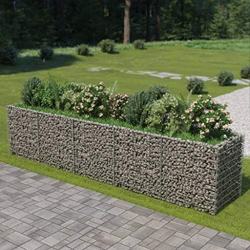 Chaduof Gabionen-Hochbeet, Palettenrahmen, Hochteich, Gemüsebeet, Kräuterregal Balkon, Blumenbeet, Kräuterspirale, Tomatenbeet, Pflanzhochbeet, Verzinkter Stahl 450×90×100 cm