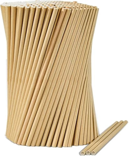 250 Paper Straws Cardboard Brown Kraft in Box Recycle Biodegradable Compostable Drinking Straws 1 Box
