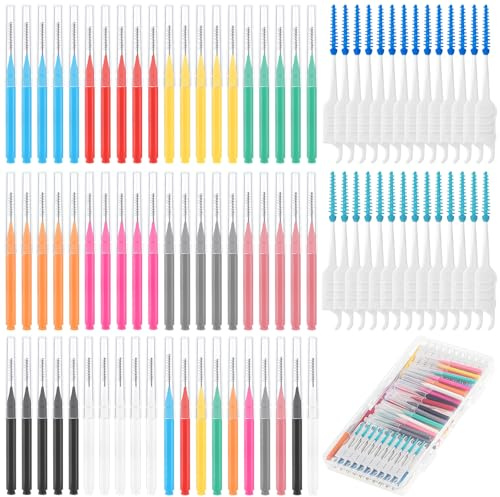 lanjue 255 Pieces Braces Flossers for Braces, Interdental Brush Soft Dental Floss Picks Braces Cleaning Kit Toothpick Dental Brush Braces Teeth Flossers Brushes for Tooth Cleaner(Multiple Sizes)