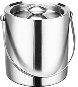 Secchiello per il ghiaccio da 3 litri in acciaio inox, secchiello per il ghiaccio con manico spesso, secchiello per il ghiaccio con isolamento a doppio strato e coperchio, secchiello per il vino (arge