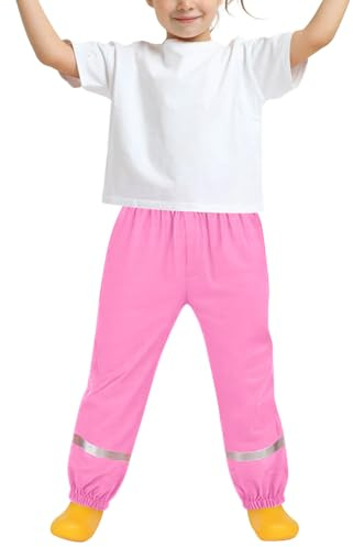 Pantalones impermeables para niños y niñas, pantalones de lluvia ligeros y transpirables con tiras reflectantes, a prueba de barro y suciedad, pantalones para exteriores, escuela, juegos, ciclismo