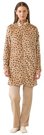 Noidinotte - Vestaglia donna invernale in coral articolo animalier. - S Beige