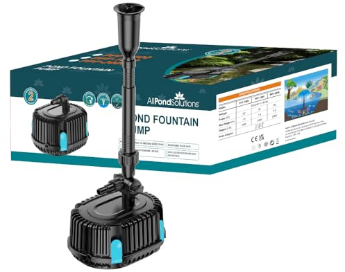 AllPondSolutions PPF-2000 Pond Pump Submersible with Fountain Attachment for Outdoor Garden – Adjustable Flow 2000 Litre/Hour Flow Rate
