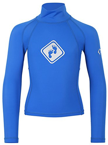 Two Bare Feet Kids Rash Vest Long Sleeve Surf Beach Top - Unisex Sizes Lycra UPF50+ UV Protection (Blue, S)