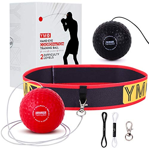 YMX BOXING Reflex Ball - Accessoire de Sport d'entrainement de Réflexe, Coordination et Vitesse pour la Boxe - Bandeau et Elastique avec Balles en Mousse - Equipement pour Exercice de Punching