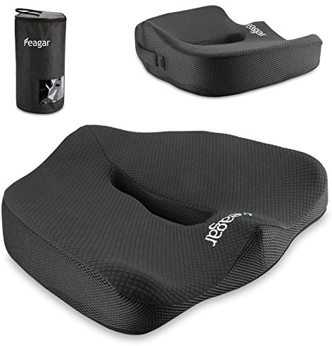 Feagar Sitzkissen, Orthopädisches Sitzkissen aus Memory Foam, Ergonomisches Sitzkissen für Bürostuhl Rollstuhl Autositz, Steißbeinkissen Stuhlkissen Sitzkissen Outdoor Zuhause, Schwarz