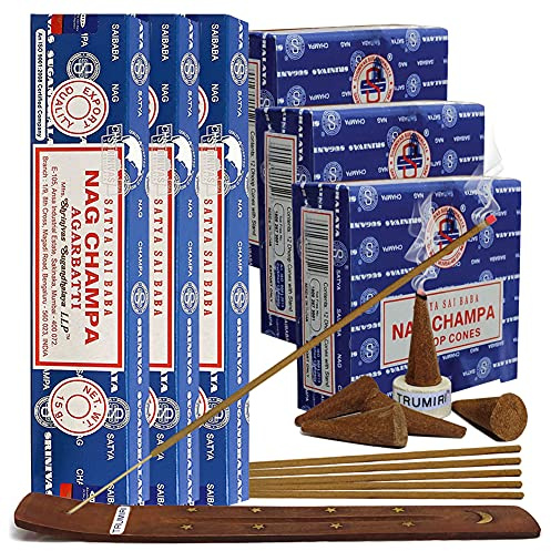 Nag Champa Incense Sticks and Nagchampa Incense Cone Variety Pack Bundle Insence-Sticks Insence Insense Insiensos