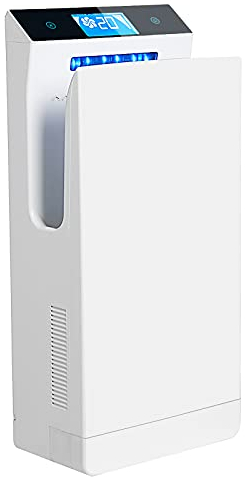 QL Händetrockner Elektrisch mit UVC-Sterilisation und HEPA-Filter,1350W,LCD-Anzeige,Anionen-Funktion,für Gewerbliche Toiletten,Weiße