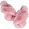 Ankis Women's Pink Fuzzy Fluffy Slippers Size 7/8 UK Memory Foam, Cross Band Open Toe Cozy Plush Home Shoes Indoor Outdoor Anti-Slide Slipper