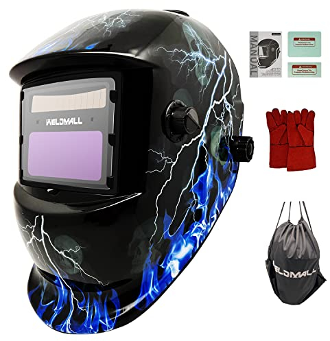 WELDMALL Vraie Couleur Énergie Solaire Casque de soudage à assombrissement Automatique avec et 2 Capteurs de Filtre pour Le soudage à l'arc de MIG TIG MAG WM-110