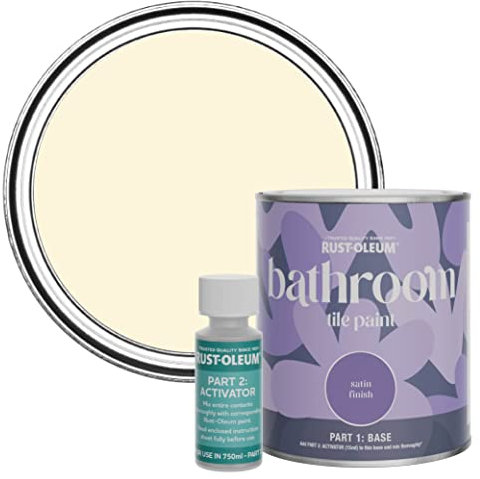 Rust-Oleum Beige Water-Resistant Bathroom Tile Paint in Satin Finish - Clotted Cream 750ml
