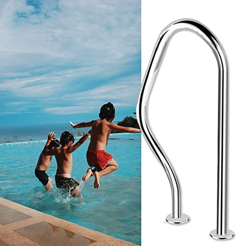 Main Courante de Piscine 80 x 47 cm poignée de Piscine en Acier Inoxydable, Barre d'appui de Balustrade de Spa à 3 Arches, Main Courante de Piscine argentée pour piscines, Positions inclinée