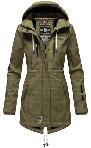Marikoo B614 Veste softshell pour femme (XS-3XL) avec capuche – Imperméable, intérieur en polaire, poche sur le bras, manteau, veste chaude pour femme