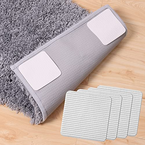 FuKuEn Rug Stickers for Tiled Floor Non Slip Rug Underlay Vacuum Tech Carpet Stickers for Wood Floor Anti Slip Rug Pad Gripper Stop Mat Slipping 10 x 10 cm 4 pieces
