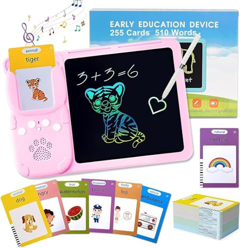 Topfree Learning Educational Toys Gifts for Kids 2+ Years Old, Talking Flash Cards LCD Writing Tablet 510 Words ABC Numbers, Read & Write Toddlers Montessori Speech Therapy Autism Sensory Toy