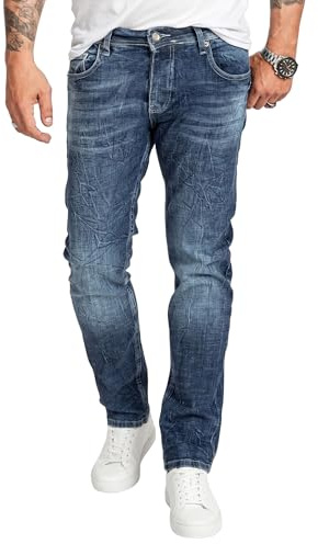Rock Creek Jeans da uomo in denim elasticizzato, vestibilità normale, Stonewashed W29-W44, Rc-2408-blu, 31 W/32 L
