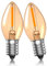 Bombillas LED 0.5W E14, bombilla de lámpara de sal C7, bombilla de luz nocturna blanca cálida de 2200K ámbar, bombillas de luz de vela vintage, Edison de tornillo pequeño Mini E14-2Pack