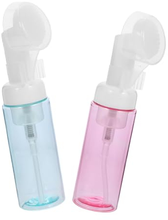 Healeved Flacons Moussants 60Ml avec Brosse 2 Pièces Distributeurs De Mousse Rechargeables pour Nettoyant Visage Gel Douche Portable Transparent