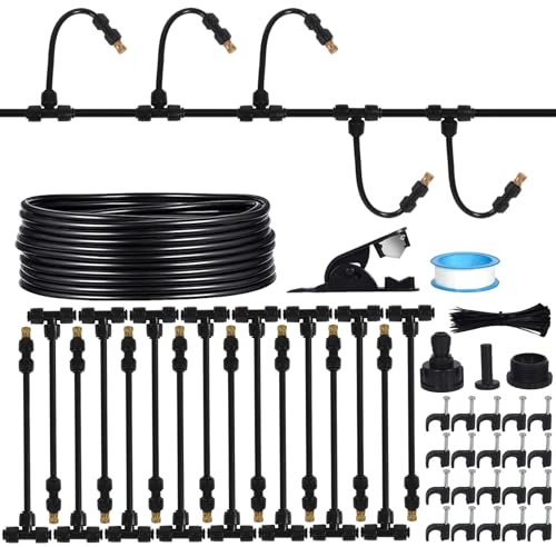Nebulizador Terraza Jardín,16M Boquilla Kit de Riego Automático Sistema de Nebulización Refrigeración,DIY Enfriamiento Nebulizadores con 18 Boquilla, para Giardino, Trampolín, Sombrillas y Techos