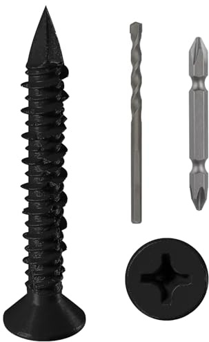WenSilon(30 PCS) 1/4 x1-3/4 Black Concrete Screw Anchor Black Flat Head for Anchoring to Masonry, Block or Brick Stucco