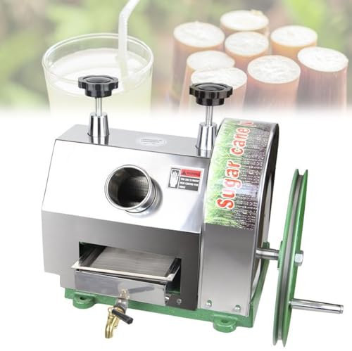 BDJSN Macchina per Canna da Zucchero Manuale, 50-70 kg/H Acciaio Inossidabile Spremiagrumi Manuale Commerciale per Canna da Zucchero con 2 Manopole Regolabili, Ingresso Largo 63 Mm, per Ristorante