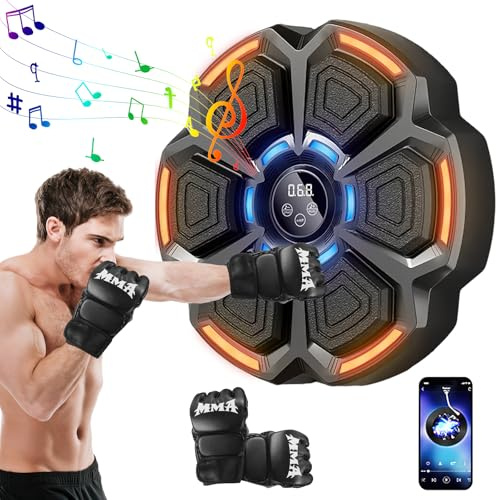 Kouamor Musical Boxing Machine 2025, New Smart Led Boxing Machine, Bluetooth, With Boxing Gloves, Wall-Mounted Boxing Goal, 9 Speed Settings And Counting Mode For Adults And Children.