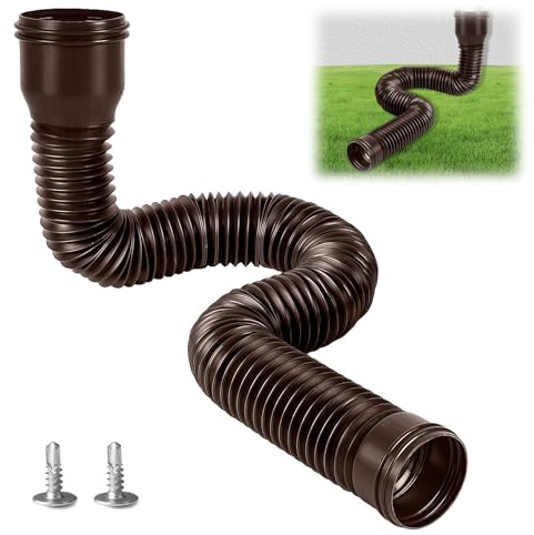 Dachrinne, Fallrohr, Dachrinnen Verlängerung 150 cm Fallrohrverlängerungen Flexibel Rund Regenpfahlerweiterung, Flexibles Kit, Regengraben, Rasenabwärtsroperweiterung (1 Stück Braun)