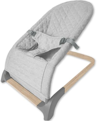 Bubba Bear Baby Bouncer, Foldable Rocking Chair with Seat, Newborn to Toddler, 0+ Months (Grey)