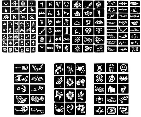 Alaoo 14 Fogli Stencil per Tatuaggi, Tatuaggi Stencil Adesivo,Stencil Tatuaggi Temporanei, per pittura a mano e corpo