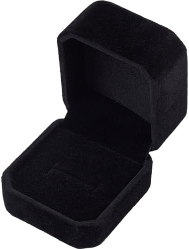 SUNNYCLUE Black Engagement Ring Box Velvet Earring Box Square Octagon Velvet Soft Wedding Rings Necklaces Cases Organize Display Holder for Christmas Halloween Proposal Gifts Women Adult Supplies