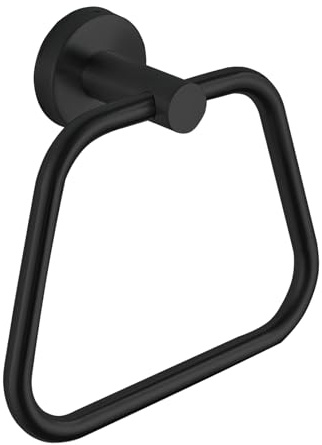 DIYZON Anello Per Asciugamani, Accessori Per il Bagno, Anello Per Asciugamani in Acciaio Inossidabile 304, Gancio Per Asciugamani Contemporaneo (Nero)