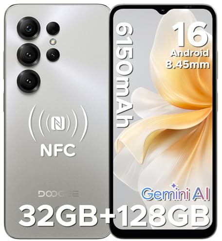 DOOGEE Note 56X Pro Mobile Phones, Newest Android 16 Smartphone with Gemimi AI, 6150mAh, Ultra-Slim 6.56 HD+ 90Hz, 32GB+128GB/TF 2TB Android Phone, SIM Free Mobile Phone Unlocked, Face ID/OTG/NFC/GPS