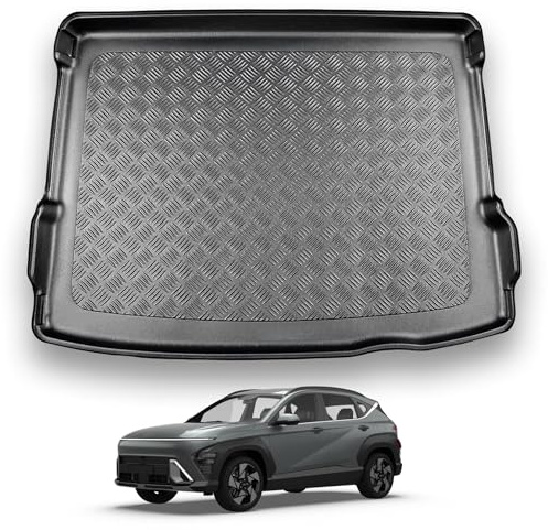 NOMAD Boot Liner Mat for Hyundai Kona 2024+ [Adjustable boot floor in raised position], Tailored PE Car Boot Protector Tray, Waterproof Raised Edge Trunk Mat, Easy Clean Cargo Floor Liner