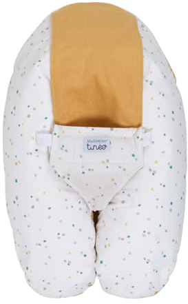 Tinéo - Coussin De Grossesse - Coussin d'allaitement Multifonctions Multirelax Éponge - Déhoussable - Fabriqué en France - 78 cm x 44 cm (Jaune/Pois)