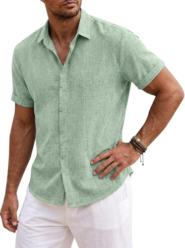 YAOBAOLE Chemise Homme Manche Courte Boutons Mao Casual Chemise Été Leger Plage Classique Traditionnelle Unicolore