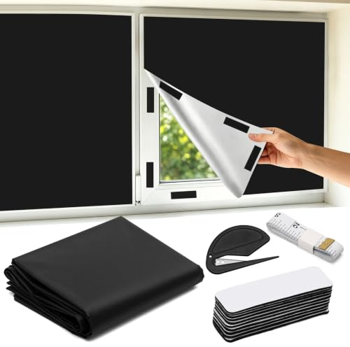 Tela Oscurecedora Ventanas, Cortina Opaca para Ventanas 300x145cm, Adhesivos Puede Cortarse Estores Cortina Tela Ventana para Dormitorio, Claraboja, Automóvil de Viaje