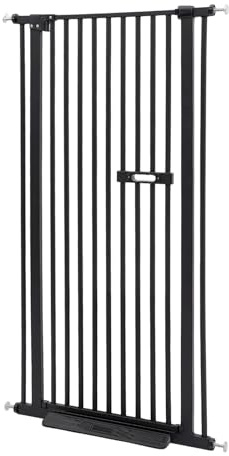 Cancelletto Estensibile per Cani e Gatti Alto 150 cm 76 a 85 cm Nero | Acciaio al carbonio, autochiusura, apertura 180 gradi, doppio blocco, senza forare, per porte, scale e corridoi