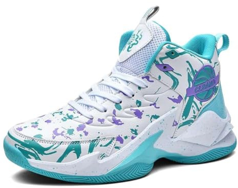 High Top Basketbollskor for män Andas Anti Slip Street Sneakers | Andningsbar ovansida i mesh, bläckstänk, halkskyddad yttersula, hög kudde for basket och streetwear