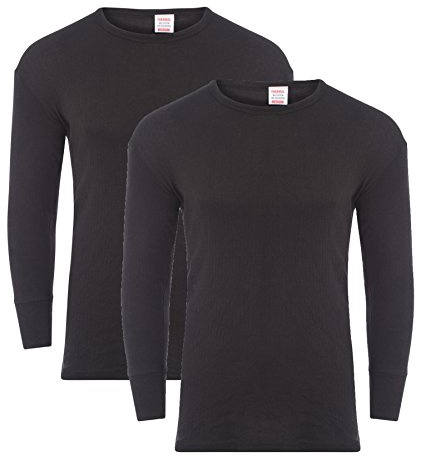 Heatwave® Pack of 2 Men's Thermal Long Sleeve Top, Warm Underwear Baselayer, S M L XL XXL Thermals, XX Large Black