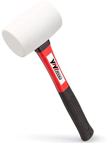 YIYITOOLS Rubber Hammer, 16oz rubber mallet With fiberglass Handle,white