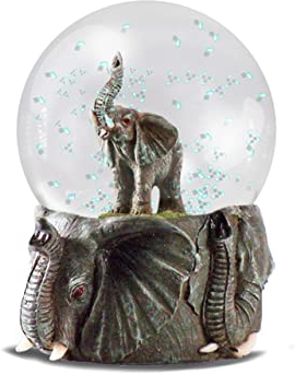 Water Globe - Éléphant de Deluxebase. Boule à Neige avec Figurine Éléphant en Résine & Support Moulé. Objet de décoration Parfait pour la Maison ou pour Offrir. (Choisi au Hasard Parmi 2 Couleurs)